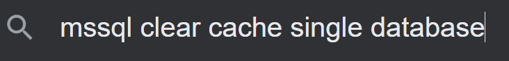 Search bar showing 'mssql clear cache single database' query